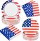 150Pcs American Flag Patriotic Plates Party Supplies 4th Of July Plates Napkins Disposable Independence Day Paper Plate for Veterans Day Election Day July 4 Independence Day Decor,Serves 50